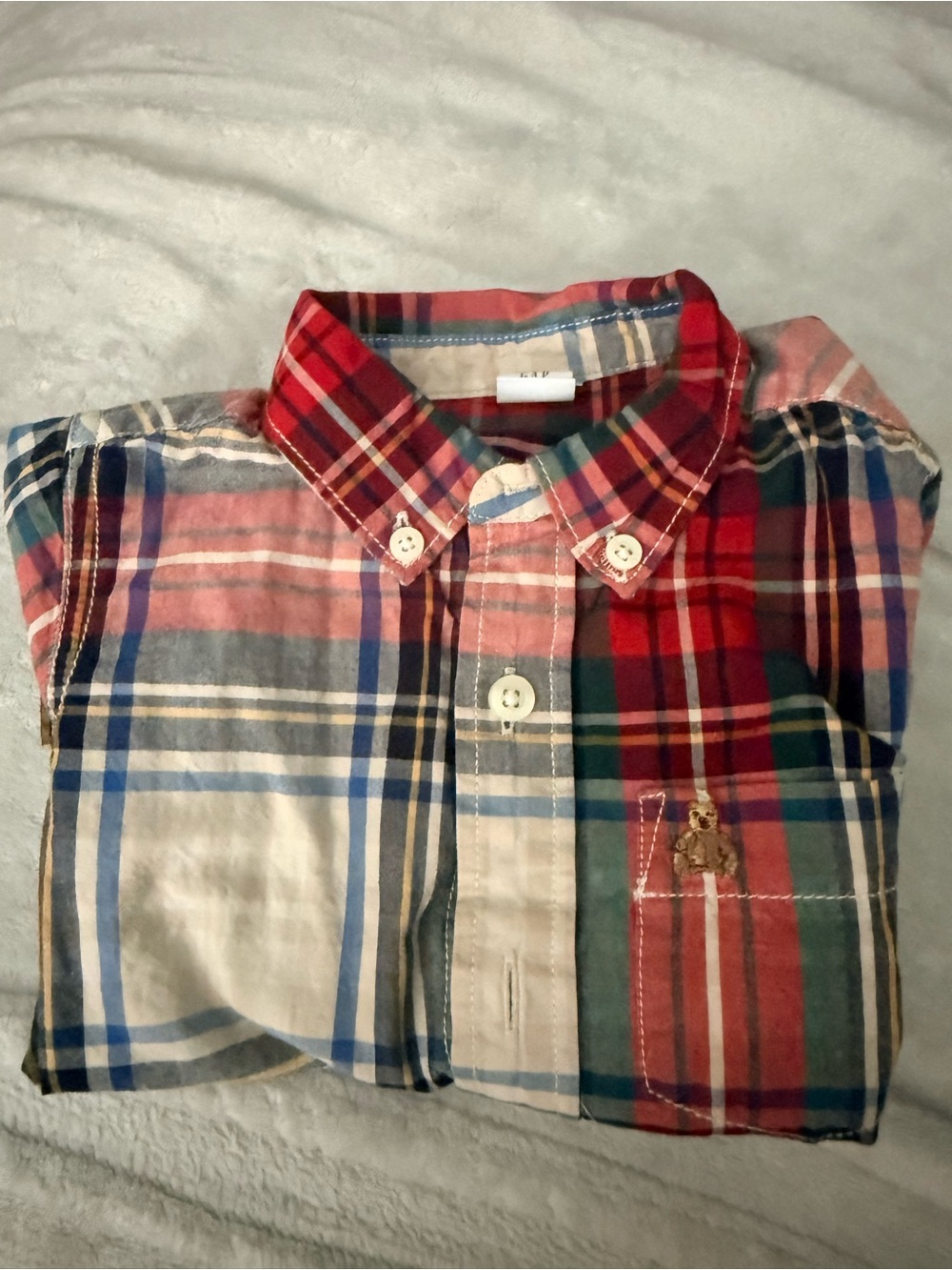 GAP Red Multicolor Plaid Button-Down Shirt